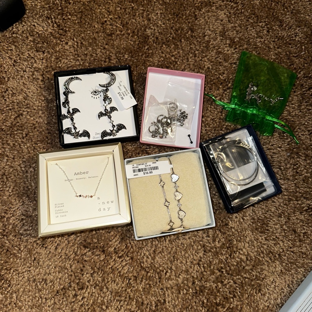 Assorted Jewelry Set with Silver and Black Accents